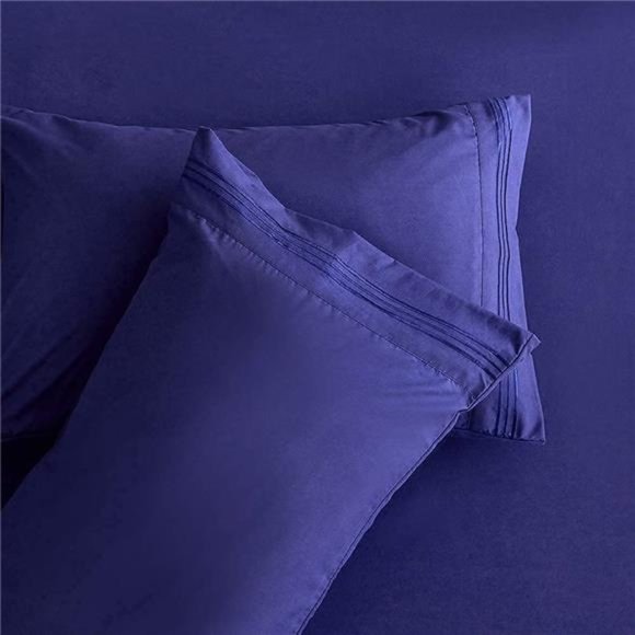 Bed Sheet Set King Size, Blue - Bedding Sheets & Pillowcases -  4 Piece - Picture 3 of 6